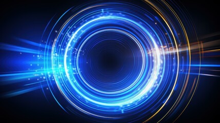 Unique digital illustration Blue light portal with mesmerizing neon glow effect.