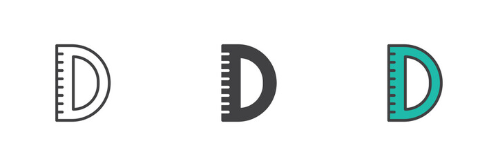 Protractor ruler different style icon set