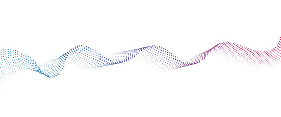 Flowing Dot Wave halftone gradient pattern on transparent background	