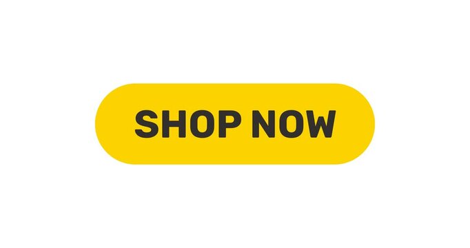 Click on Shop now button, push by arrow cursor, flat style Purchase button, footage with transparent background 