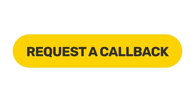 Click on Request a Callback button, push by arrow cursor, flat style vacancy yellow button, footage with transparent background 