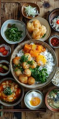 Asian Fusion Food on Table