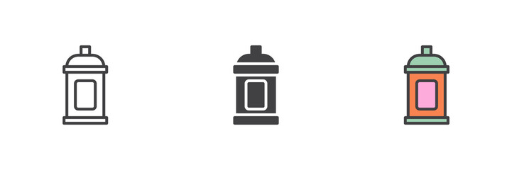 Aerosol spray paint different style icon set