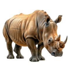 Fototapeta premium Rhinoceros isolated on a transparent background for web banner