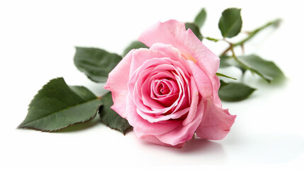Beautiful pink rose isolated against a white background, showcasing the delicate petals and natural elegance of the flower. Ideal for floral arrangements, romantic gifts, and nature-inspired designs.