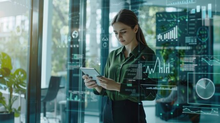 The professional analyzing data