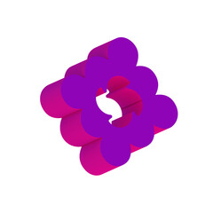 Fototapeta premium 3d purple pop art abstract flat icon