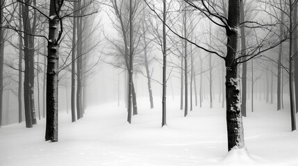 Snowy winter forest. White cold nature season. Frosty landscape, trees and park. Scenic outdoor scene, icy branches. December beauty, frozen background. Snowfall day, rural road.