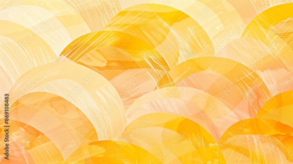 Poster a textured background with vibrant yellow and peach fuzz patterns creates a bright, cheerful atmosph