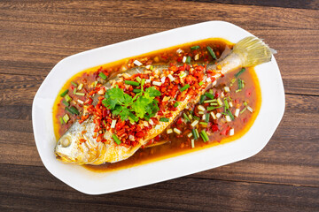 Chinese food Braised yellow croaker