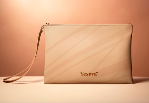 Beige Clutch Bag Mockup With Generative AI