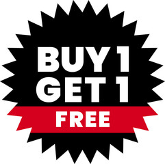 Buy 1 Get 1 Free E-Commerce Sales Label Button Offer Tags & Design Marketing Symbol Vector Illustration