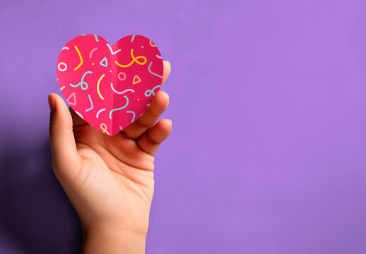 Hand Holding Heart Shaped Paper Mockup With Generative AI