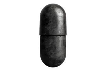 A charcoal capsule isolated on transparent background