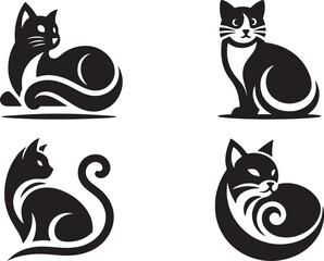 Cat logo silhouette vector art illustration