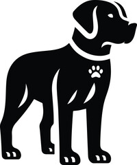 vector, isolated black silhouette of a dog