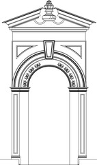 Sketch vector illustration design engineering drawing architectural pergola column entrance door full engraving classic vintage ethnic traditional