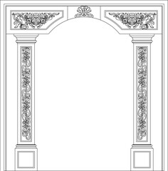Sketch vector illustration design engineering drawing architectural pergola column entrance door full engraving classic vintage ethnic traditional 