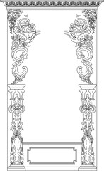 Sketch vector illustration design engineering drawing architectural pergola column entrance door full engraving classic vintage ethnic traditional