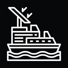 Ship with Solar Panel Outline Icon