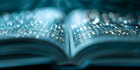 Book pages transform into digital data streams for technology integration in education. Concept Education Technology, Digital Transformation, Classroom Innovation, Teaching Tools, Online Learning