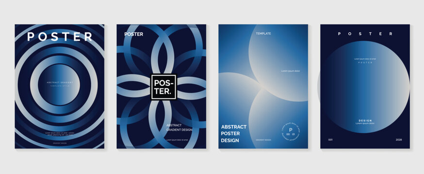 Modern gradient poster background vector set. Minimalist style cover template with vibrant perspective 3d geometric prism shapes collection. Ideal design for social media, cover, banner, flyer.