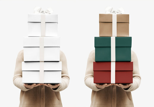 Stacked Gift Boxes Mockup With Generative AI