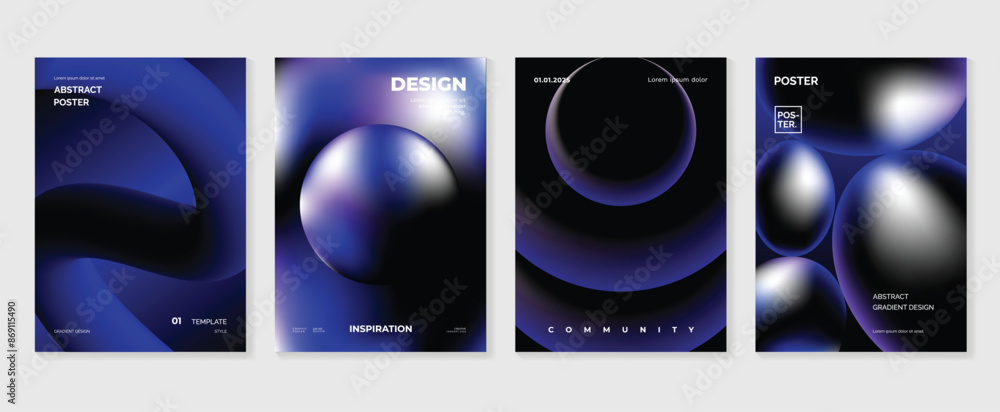 Canvas Prints modern gradient poster background vector set. minimalist style cover template with vibrant perspecti