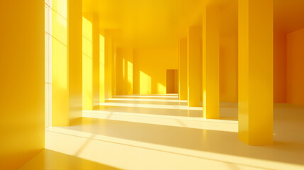 Obraz premium 3D rendering of bright yellow empty room