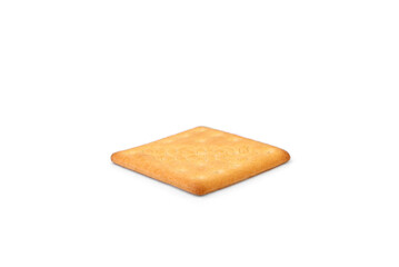 Salty cracker with cheese isolated on white background.