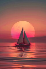 Sailboat Under the Pink Sunset