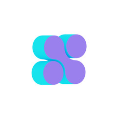 3d blue abstract popart flat icon