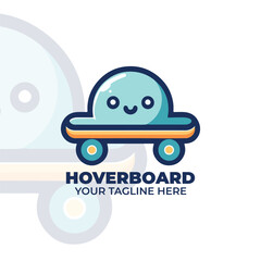 Cute Hoverboard with Little Monster Logo Design