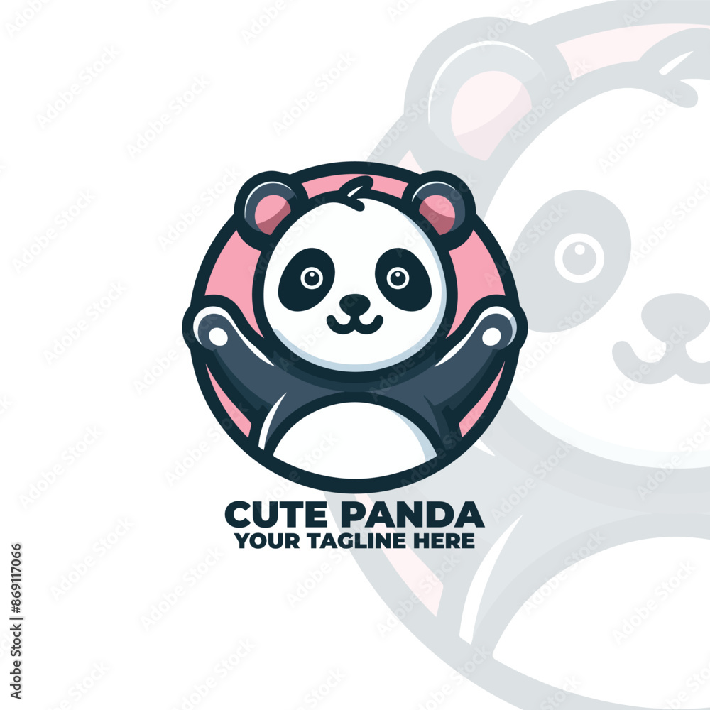 Wall mural cute panda kawaii logo design