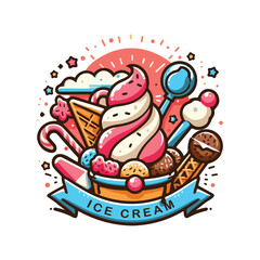 Ice Cream Illustration Cute Style Design