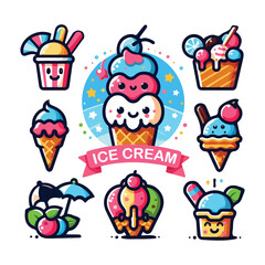 Ice Cream Illustration Cute Style Design