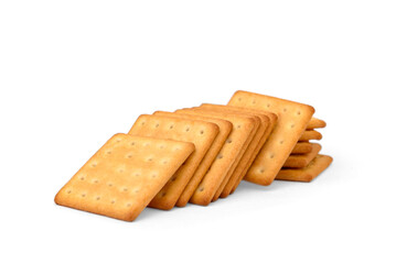 Salty cracker with cheese isolated on white background.