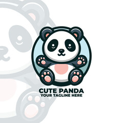 Cute Panda Kawaii Logo Design