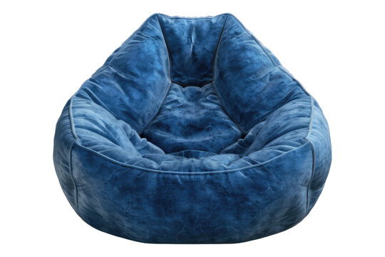 Blue bean bag armchair isolated on transparent background