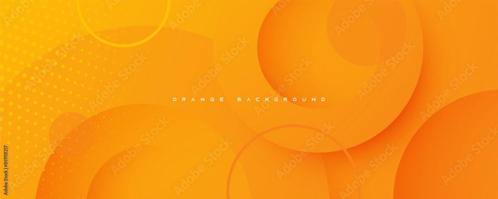 Poster orange circular shape abstract background dynamic design vector