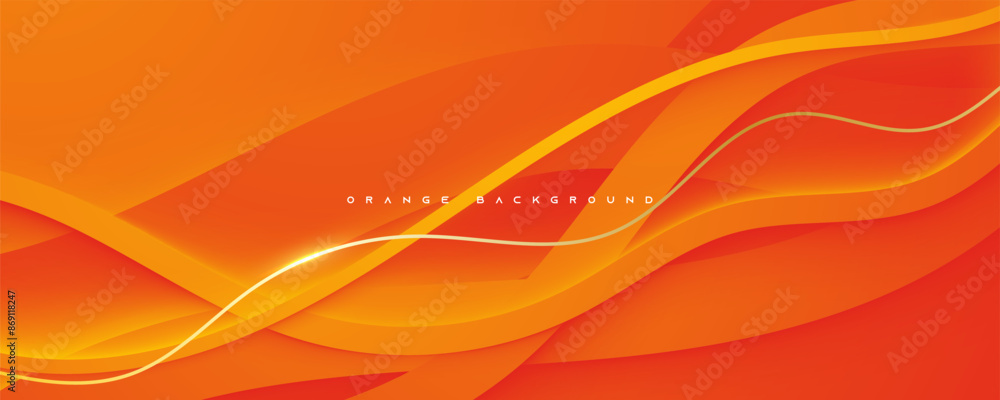 Poster Orange papercut abstract background dynamic design vector