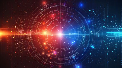 Futuristic Gradient Abstract Particles Halftone Lines Dynamic Technology Background