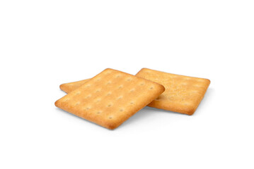 Salty cracker with cheese isolated on white background.