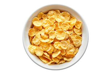 Bowl of cornflakes isolated on transparent background