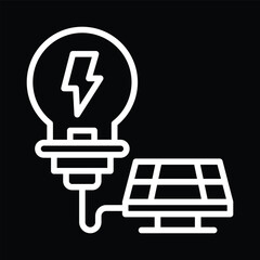 Solar Panel Connected to Light Bulb Icon