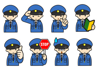 男性警官表情セット