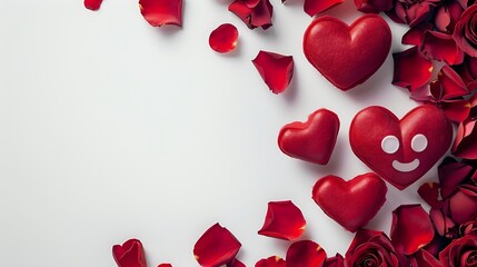 "Happy, sad, angry, and diverse expression emoji balls and hearts  on a yellow and white background, featuring empty space for copy and a glowing ball background."
heart shape background abstract 
