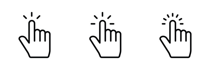 hand clicks icon set. pointer icon vectors	