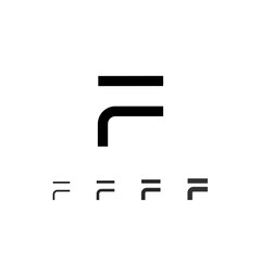 Technical digital font, cyber space alphabet, set of five different thicknesses of the trendy modern letter F (thin, regular, bold, thick) made futuristic style, vector illustration 10EPS