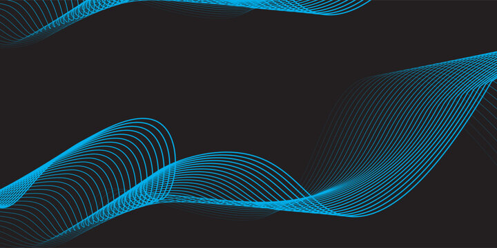 Abstract geometric dark blue wide banner layout design. Dark modern navy blue wide banner background with geometric shapes decration
